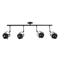 GLOBOSTAR® CANNES 01082 Μοντέρνο Φωτιστικό Οροφής με Ντουί 4 x E27 AC 220-240V IP20 - Μαύρο - Μ108 x Π12 x Υ48cm