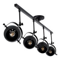 GLOBOSTAR® CANNES 01082 Μοντέρνο Φωτιστικό Οροφής με Ντουί 4 x E27 AC 220-240V IP20 - Μαύρο - Μ108 x Π12 x Υ48cm