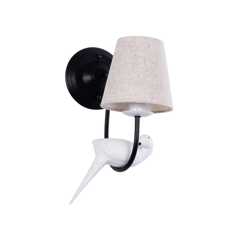 GLOBOSTAR® DOVE 01084 Vintage Φωτιστικό Τοίχου - Απλίκα με Ντουί 1 x E14 AC 220-240V IP20 - Μαύρο & Μπεζ - Μ30 x Π15 x Υ36cm