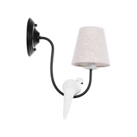 GLOBOSTAR® DOVE 01084 Vintage Φωτιστικό Τοίχου - Απλίκα με Ντουί 1 x E14 AC 220-240V IP20 - Μαύρο & Μπεζ - Μ30 x Π15 x Υ36cm
