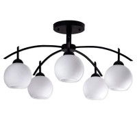 GLOBOSTAR® LUNA 01088 Μοντέρνο Φωτιστικό Οροφής με Ντουί 5 x E27 AC 220-240V IP20 - Λευκό & Μαύρο - Μ60 x Π60 x Υ43cm