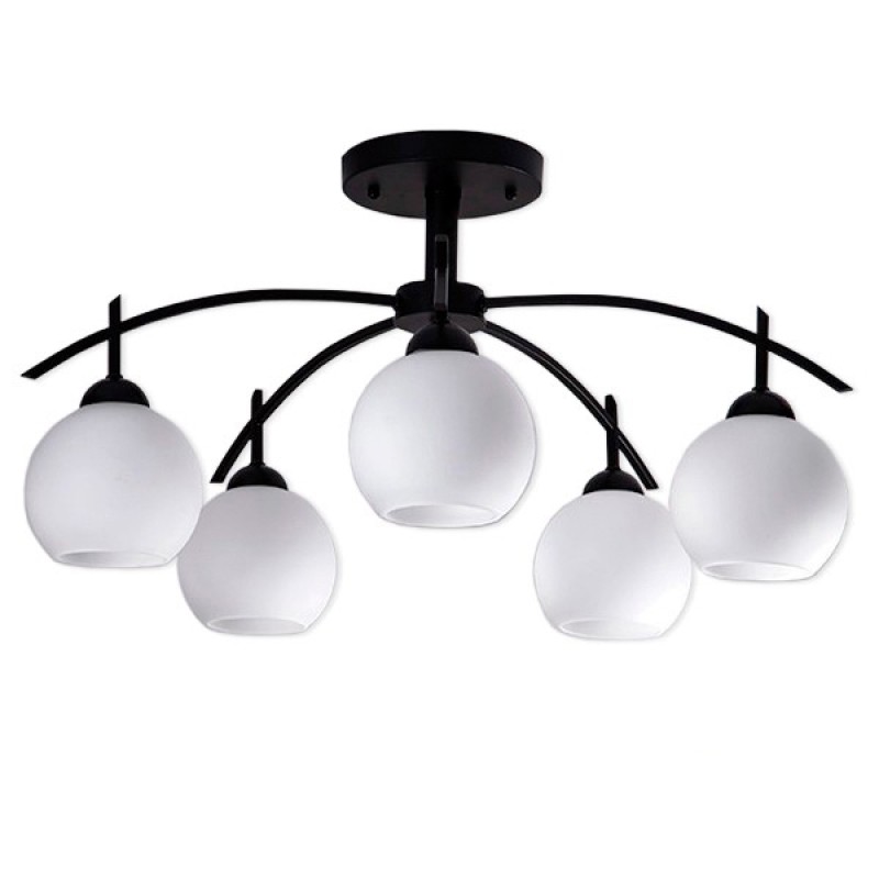 GLOBOSTAR® LUNA 01088 Μοντέρνο Φωτιστικό Οροφής με Ντουί 5 x E27 AC 220-240V IP20 - Λευκό & Μαύρο - Μ60 x Π60 x Υ43cm