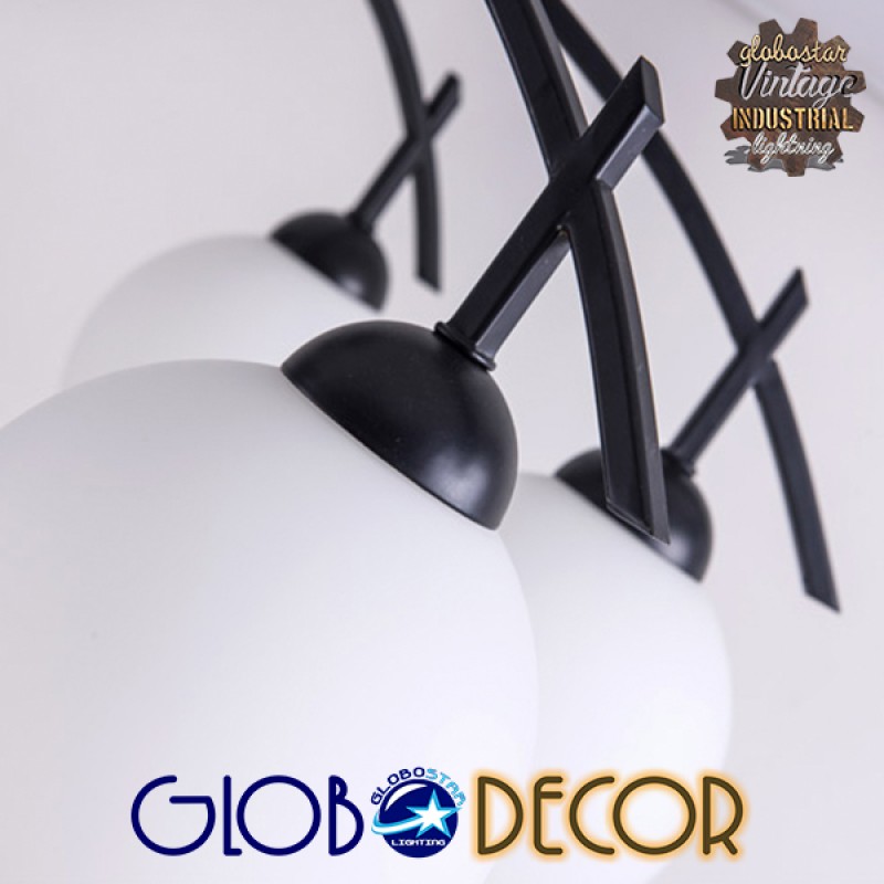 GLOBOSTAR® LUNA 01088 Μοντέρνο Φωτιστικό Οροφής με Ντουί 5 x E27 AC 220-240V IP20 - Λευκό & Μαύρο - Μ60 x Π60 x Υ43cm
