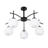 GLOBOSTAR® LUNA 01088 Μοντέρνο Φωτιστικό Οροφής με Ντουί 5 x E27 AC 220-240V IP20 - Λευκό & Μαύρο - Μ60 x Π60 x Υ43cm