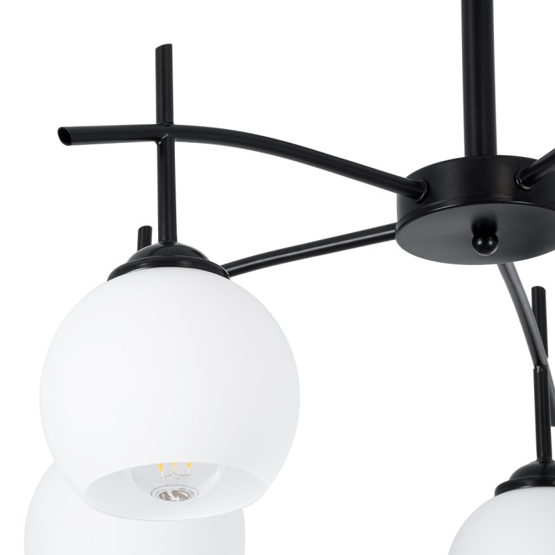 GLOBOSTAR® LUNA 01088 Μοντέρνο Φωτιστικό Οροφής με Ντουί 5 x E27 AC 220-240V IP20 - Λευκό & Μαύρο - Μ60 x Π60 x Υ43cm