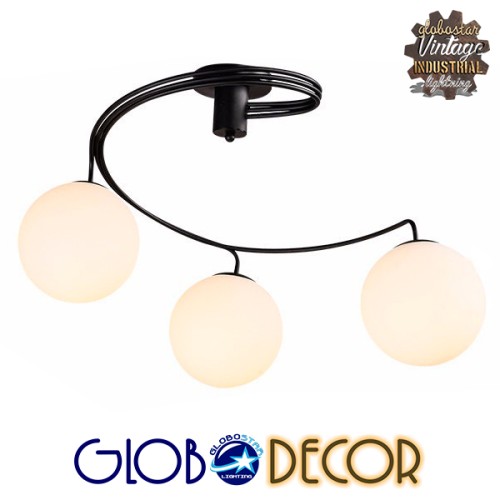 GLOBOSTAR® SELINA 01089 Μοντέρνο Φωτιστικό Οροφής με Ντουί 3 x E27 AC 220-240V IP20 - Μαύρο & Λευκό - Μ60 x Π60 x Υ45cm
