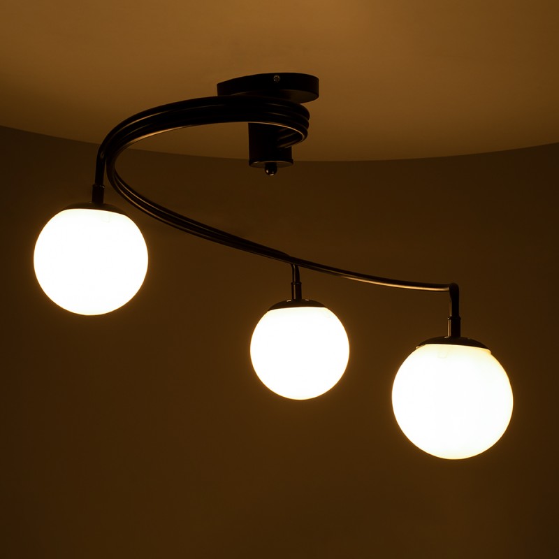 GLOBOSTAR® SELINA 01089 Μοντέρνο Φωτιστικό Οροφής με Ντουί 3 x E27 AC 220-240V IP20 - Μαύρο & Λευκό - Μ60 x Π60 x Υ45cm