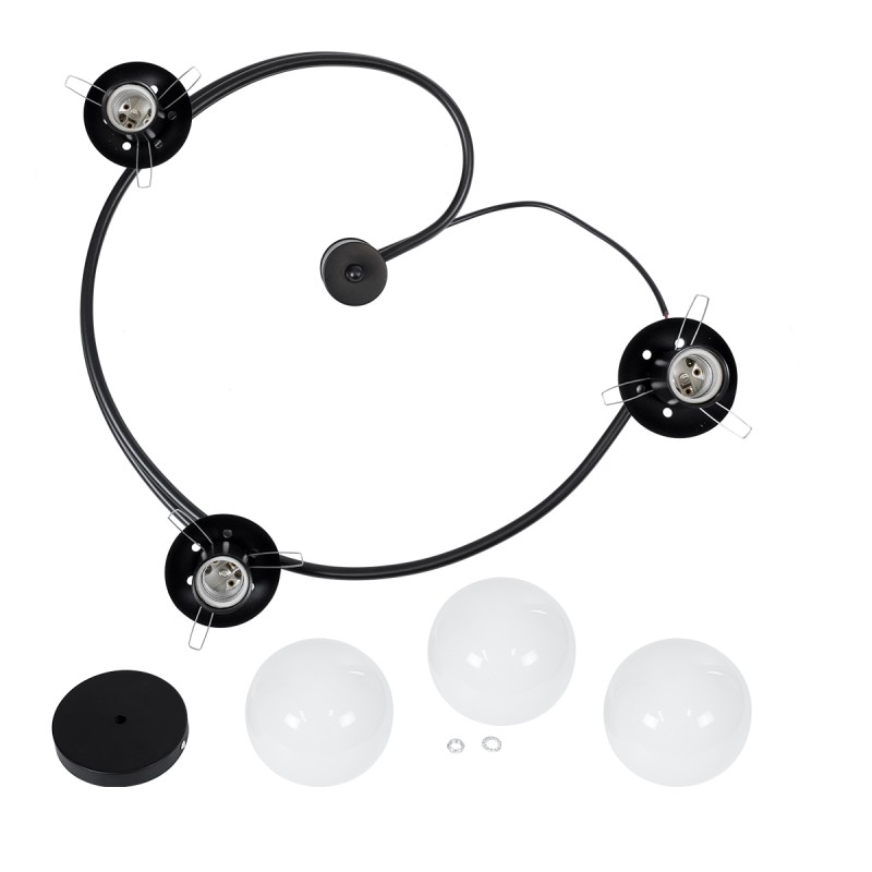 GLOBOSTAR® SELINA 01089 Μοντέρνο Φωτιστικό Οροφής με Ντουί 3 x E27 AC 220-240V IP20 - Μαύρο & Λευκό - Μ60 x Π60 x Υ45cm