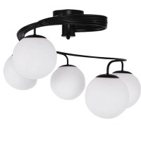 GLOBOSTAR® SELINA 01090 Μοντέρνο Φωτιστικό Οροφής με Ντουί 5 x E27 AC 220-240V IP20 - Μαύρο & Λευκό - Μ63 x Π63 x Υ47cm