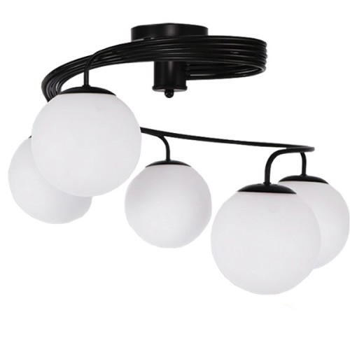 GLOBOSTAR® SELINA 01090 Μοντέρνο Φωτιστικό Οροφής με Ντουί 5 x E27 AC 220-240V IP20 - Μαύρο & Λευκό - Μ63 x Π63 x Υ47cm