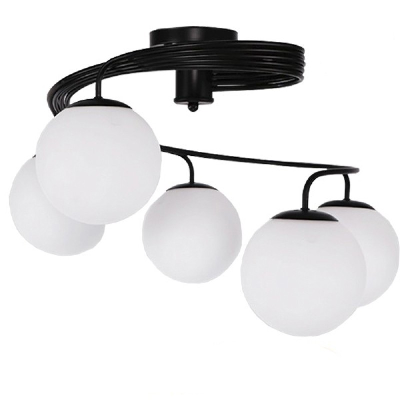 GLOBOSTAR® SELINA 01090 Μοντέρνο Φωτιστικό Οροφής με Ντουί 5 x E27 AC 220-240V IP20 - Μαύρο & Λευκό - Μ63 x Π63 x Υ47cm