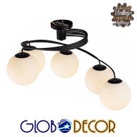 GLOBOSTAR® SELINA 01090 Μοντέρνο Φωτιστικό Οροφής με Ντουί 5 x E27 AC 220-240V IP20 - Μαύρο & Λευκό - Μ63 x Π63 x Υ47cm