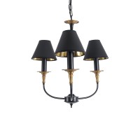 GLOBOSTAR® LIMI 01091 Vintage Κρεμαστό Φωτιστικό Οροφής με Ντουί 3 x E14 AC 220-240V IP20 - Μαύρο & Χρυσό - Μ55 x Π55 x Υ55cm