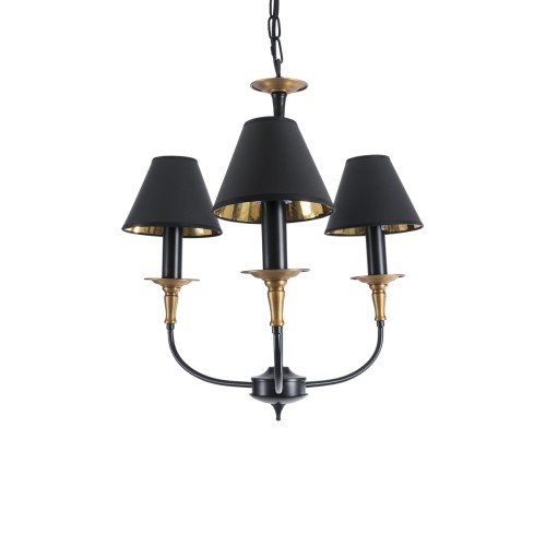 GLOBOSTAR® LIMI 01091 Vintage Κρεμαστό Φωτιστικό Οροφής με Ντουί 3 x E14 AC 220-240V IP20 - Μαύρο & Χρυσό - Μ55 x Π55 x Υ55cm