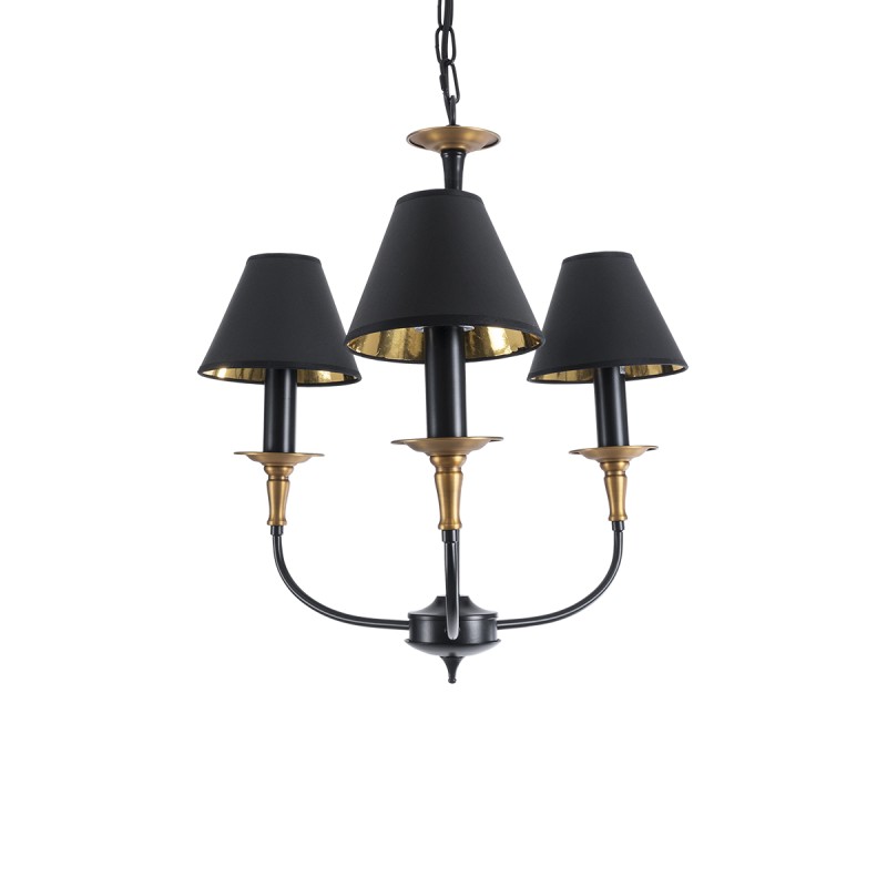 GLOBOSTAR® LIMI 01091 Vintage Κρεμαστό Φωτιστικό Οροφής με Ντουί 3 x E14 AC 220-240V IP20 - Μαύρο & Χρυσό - Μ55 x Π55 x Υ55cm
