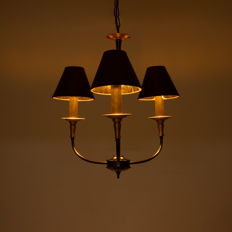 GLOBOSTAR® LIMI 01091 Vintage Κρεμαστό Φωτιστικό Οροφής με Ντουί 3 x E14 AC 220-240V IP20 - Μαύρο & Χρυσό - Μ55 x Π55 x Υ55cm