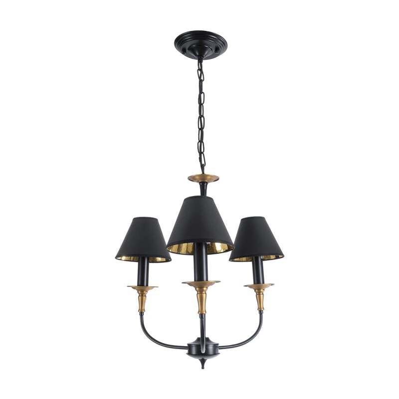 GLOBOSTAR® LIMI 01091 Vintage Κρεμαστό Φωτιστικό Οροφής με Ντουί 3 x E14 AC 220-240V IP20 - Μαύρο & Χρυσό - Μ55 x Π55 x Υ55cm