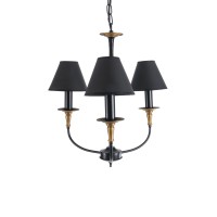 GLOBOSTAR® LIMI 01091 Vintage Κρεμαστό Φωτιστικό Οροφής με Ντουί 3 x E14 AC 220-240V IP20 - Μαύρο & Χρυσό - Μ55 x Π55 x Υ55cm