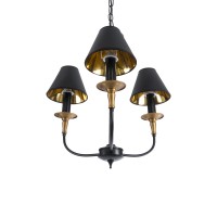 GLOBOSTAR® LIMI 01091 Vintage Κρεμαστό Φωτιστικό Οροφής με Ντουί 3 x E14 AC 220-240V IP20 - Μαύρο & Χρυσό - Μ55 x Π55 x Υ55cm