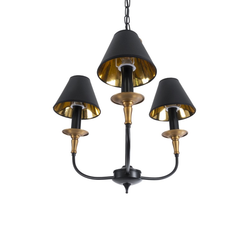 GLOBOSTAR® LIMI 01091 Vintage Κρεμαστό Φωτιστικό Οροφής με Ντουί 3 x E14 AC 220-240V IP20 - Μαύρο & Χρυσό - Μ55 x Π55 x Υ55cm