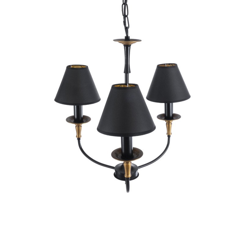 GLOBOSTAR® LIMI 01091 Vintage Κρεμαστό Φωτιστικό Οροφής με Ντουί 3 x E14 AC 220-240V IP20 - Μαύρο & Χρυσό - Μ55 x Π55 x Υ55cm