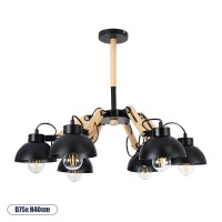 GLOBOSTAR® OLD SCHOOL 01094 Μοντέρνο Φωτιστικό Οροφής με Ντουί 6 x E27 AC 220-240V IP20 - Μαύρο & Μπεζ - Μ75 x Π75 x Υ40cm
