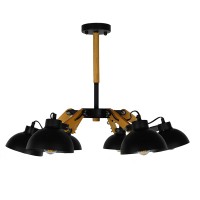 GLOBOSTAR® OLD SCHOOL 01094 Μοντέρνο Φωτιστικό Οροφής με Ντουί 6 x E27 AC 220-240V IP20 - Μαύρο & Μπεζ - Μ75 x Π75 x Υ40cm