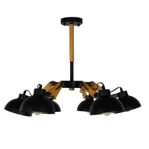 GLOBOSTAR® OLD SCHOOL 01094 Μοντέρνο Φωτιστικό Οροφής με Ντουί 6 x E27 AC 220-240V IP20 - Μαύρο & Μπεζ - Μ75 x Π75 x Υ40cm