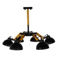 GLOBOSTAR® OLD SCHOOL 01094 Μοντέρνο Φωτιστικό Οροφής με Ντουί 6 x E27 AC 220-240V IP20 - Μαύρο & Μπεζ - Μ75 x Π75 x Υ40cm