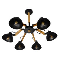 GLOBOSTAR® OLD SCHOOL 01094 Μοντέρνο Φωτιστικό Οροφής με Ντουί 6 x E27 AC 220-240V IP20 - Μαύρο & Μπεζ - Μ75 x Π75 x Υ40cm