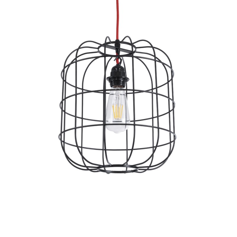 GLOBOSTAR® PARROT 01099 Μοντέρνο Κρεμαστό Φωτιστικό Οροφής με Ντουί 1 x E27 AC 220-240V IP20 - Μαύρο - Μ28 x Π28 x Υ30cm