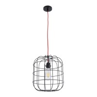 GLOBOSTAR® PARROT 01099 Μοντέρνο Κρεμαστό Φωτιστικό Οροφής με Ντουί 1 x E27 AC 220-240V IP20 - Μαύρο - Μ28 x Π28 x Υ30cm