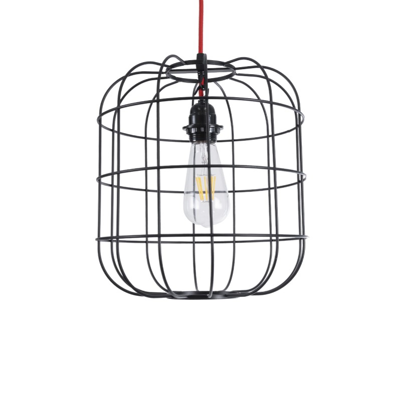 GLOBOSTAR® PARROT 01099 Μοντέρνο Κρεμαστό Φωτιστικό Οροφής με Ντουί 1 x E27 AC 220-240V IP20 - Μαύρο - Μ28 x Π28 x Υ30cm