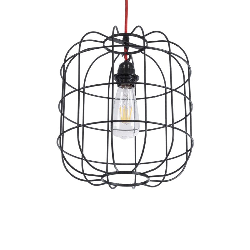 GLOBOSTAR® PARROT 01099 Μοντέρνο Κρεμαστό Φωτιστικό Οροφής με Ντουί 1 x E27 AC 220-240V IP20 - Μαύρο - Μ28 x Π28 x Υ30cm