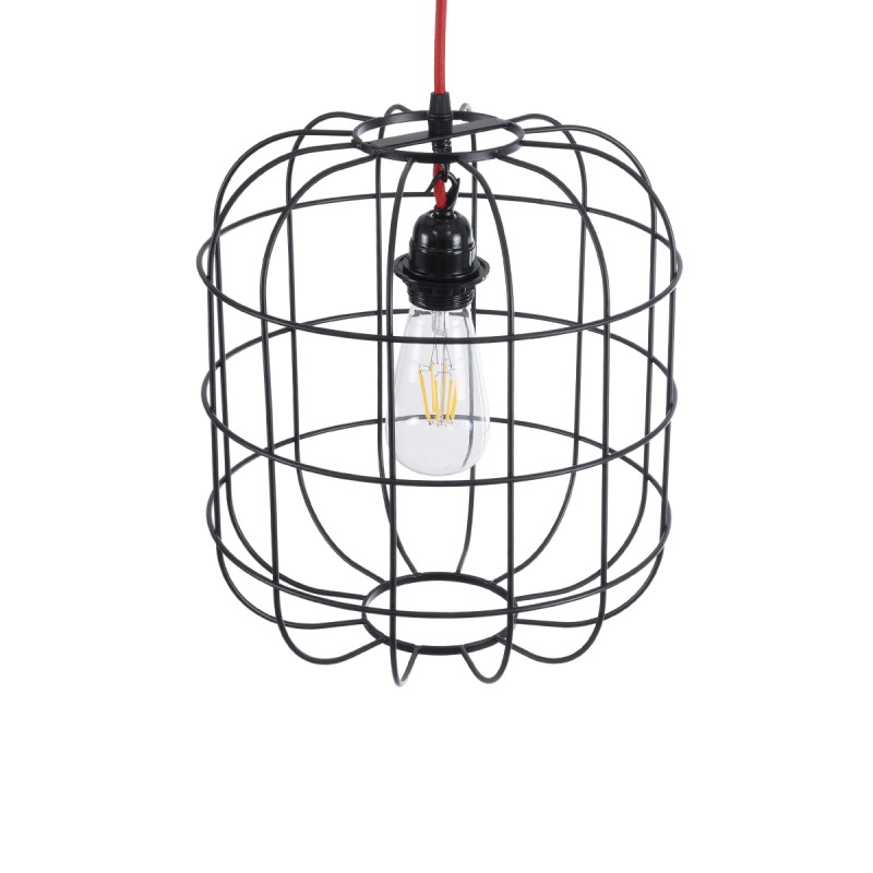 GLOBOSTAR® PARROT 01099 Μοντέρνο Κρεμαστό Φωτιστικό Οροφής με Ντουί 1 x E27 AC 220-240V IP20 - Μαύρο - Μ28 x Π28 x Υ30cm