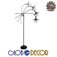 GLOBOSTAR® WYNGE 01101 Vintage Επιδαπέδιο Φωτιστικό με Ντουί 1 x E27 AC 220-240V IP20 - Μαύρο & Χρυσό - Μ95 x Π27 x Υ174cm