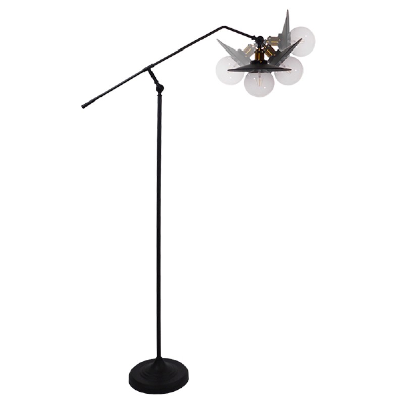 GLOBOSTAR® WYNGE 01101 Vintage Επιδαπέδιο Φωτιστικό με Ντουί 1 x E27 AC 220-240V IP20 - Μαύρο & Χρυσό - Μ95 x Π27 x Υ174cm