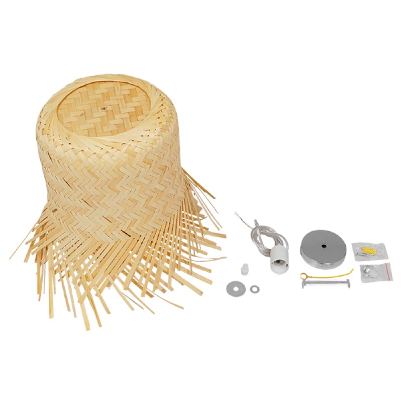 GLOBOSTAR® HAWAII 01103 Boho Κρεμαστό Φωτιστικό Οροφής με Ντουί 1 x E27 AC 220-240V IP20 - Μπεζ - Μ40 x Π40 x Y43cm