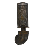 GLOBOSTAR® RAZA 01105 Vintage Φωτιστικό Τοίχου - Απλίκα με Ντουί 1 x E27 AC 220-240V IP20 - Χάλκινο - Μ13 x Π12 x Υ38cm