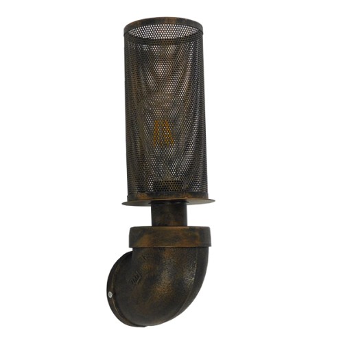 GLOBOSTAR® RAZA 01105 Vintage Φωτιστικό Τοίχου - Απλίκα με Ντουί 1 x E27 AC 220-240V IP20 - Χάλκινο - Μ13 x Π12 x Υ38cm