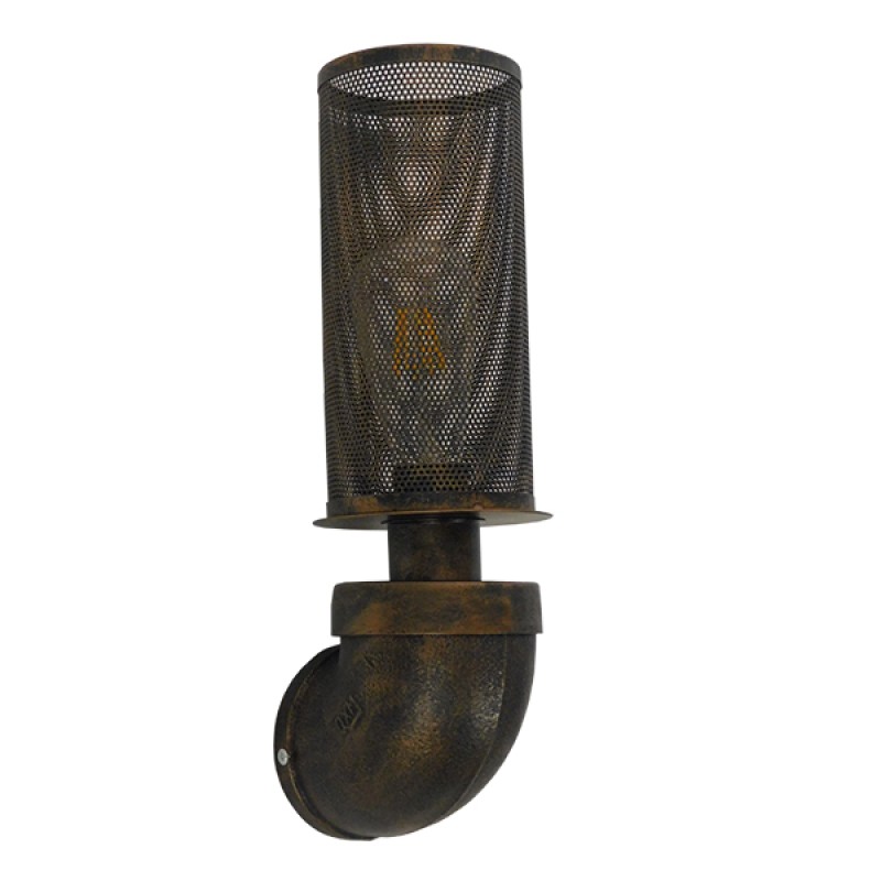 GLOBOSTAR® RAZA 01105 Vintage Φωτιστικό Τοίχου - Απλίκα με Ντουί 1 x E27 AC 220-240V IP20 - Χάλκινο - Μ13 x Π12 x Υ38cm