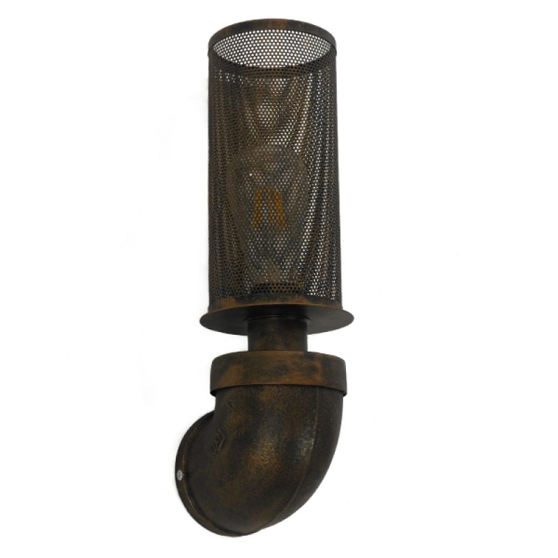 GLOBOSTAR® RAZA 01105 Vintage Φωτιστικό Τοίχου - Απλίκα με Ντουί 1 x E27 AC 220-240V IP20 - Χάλκινο - Μ13 x Π12 x Υ38cm