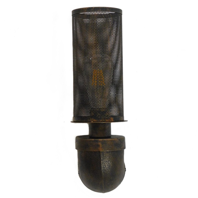 GLOBOSTAR® RAZA 01105 Vintage Φωτιστικό Τοίχου - Απλίκα με Ντουί 1 x E27 AC 220-240V IP20 - Χάλκινο - Μ13 x Π12 x Υ38cm