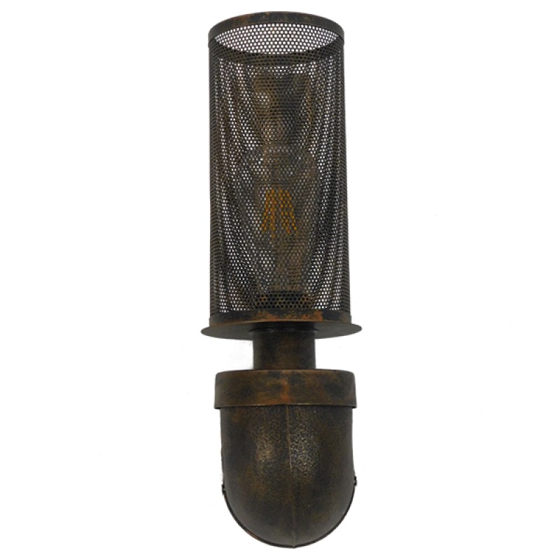 GLOBOSTAR® RAZA 01105 Vintage Φωτιστικό Τοίχου - Απλίκα με Ντουί 1 x E27 AC 220-240V IP20 - Χάλκινο - Μ13 x Π12 x Υ38cm