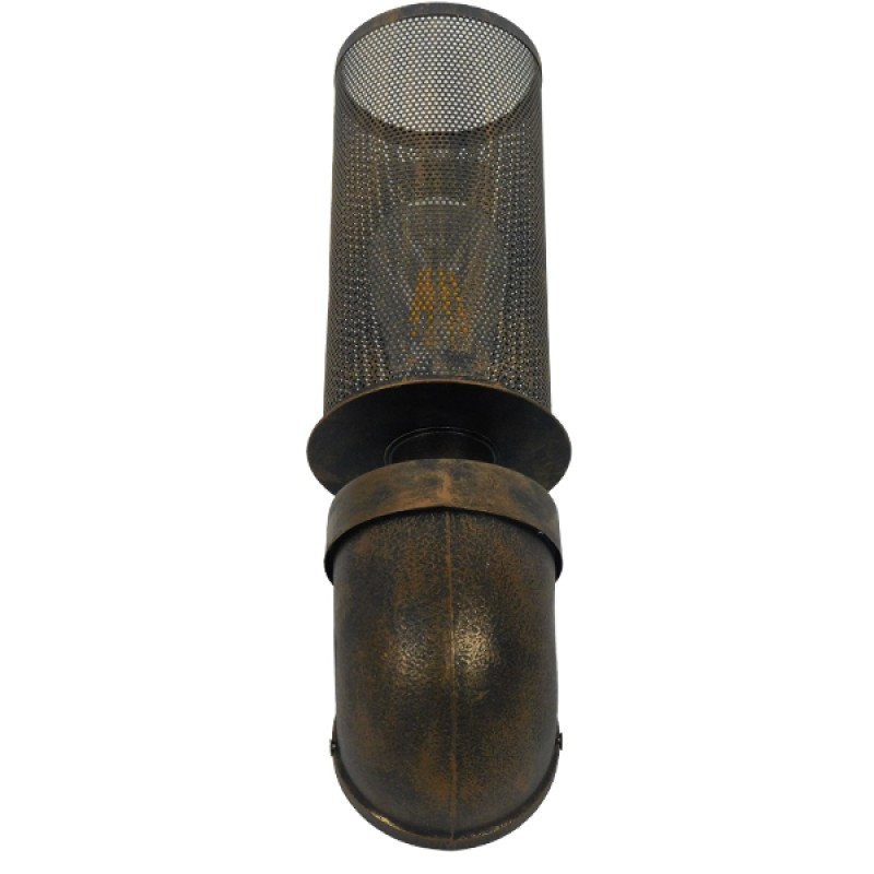 GLOBOSTAR® RAZA 01105 Vintage Φωτιστικό Τοίχου - Απλίκα με Ντουί 1 x E27 AC 220-240V IP20 - Χάλκινο - Μ13 x Π12 x Υ38cm