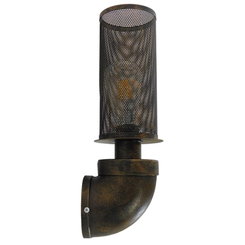 GLOBOSTAR® RAZA 01105 Vintage Φωτιστικό Τοίχου - Απλίκα με Ντουί 1 x E27 AC 220-240V IP20 - Χάλκινο - Μ13 x Π12 x Υ38cm