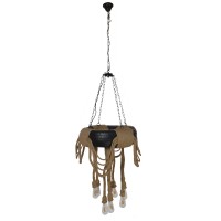 GLOBOSTAR® RUNNER 01116 Vintage Κρεμαστό Φωτιστικό Οροφής με Ντουί 8 x E27 AC 220-240V IP20 - Μαύρο & Μπεζ - Μ60 x Π60 x Υ60cm