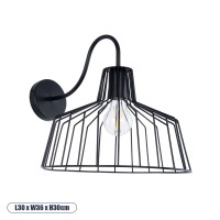 GLOBOSTAR® TRIUMPH 01117 Vintage Φωτιστικό Τοίχου - Απλίκα με Ντουί 1 x E27 AC 220-240V IP20 - Μαύρο - Μ30 x Π36 x Υ30cm
