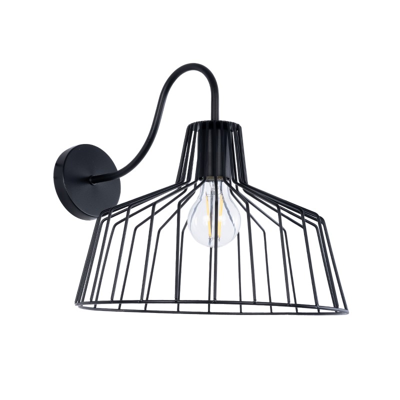 GLOBOSTAR® TRIUMPH 01117 Vintage Φωτιστικό Τοίχου - Απλίκα με Ντουί 1 x E27 AC 220-240V IP20 - Μαύρο - Μ30 x Π36 x Υ30cm