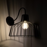 GLOBOSTAR® TRIUMPH 01117 Vintage Φωτιστικό Τοίχου - Απλίκα με Ντουί 1 x E27 AC 220-240V IP20 - Μαύρο - Μ30 x Π36 x Υ30cm